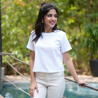 White- Solid Unisex Round Neck T-shirt