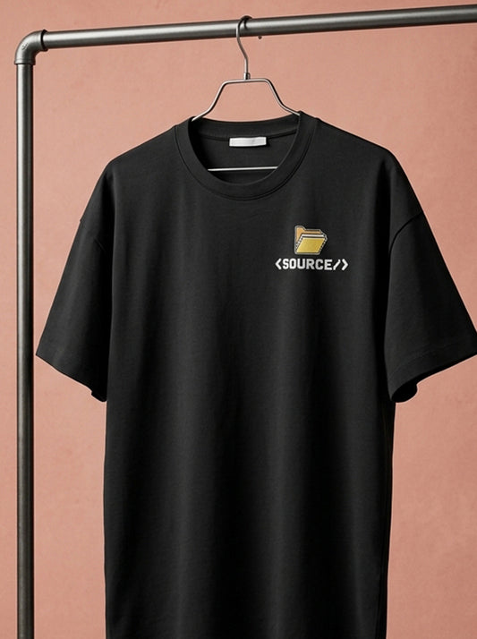 Source File - Black Coding Round Neck T-shirt