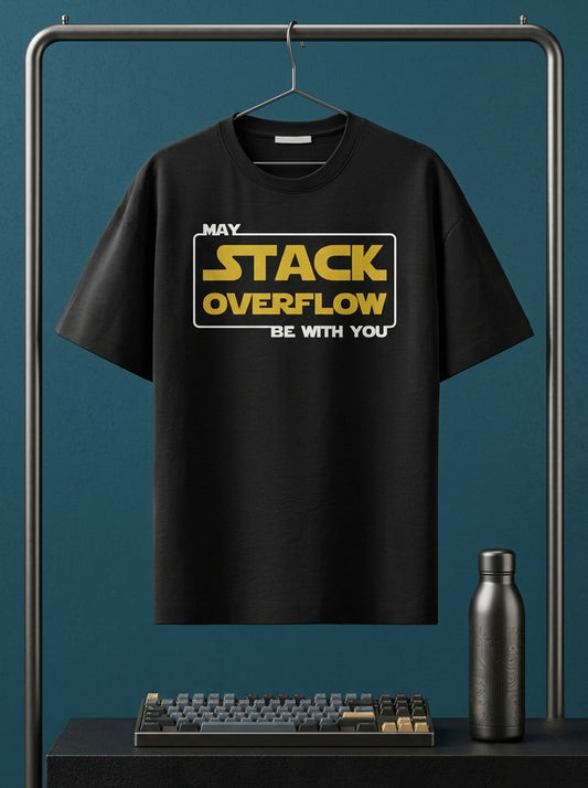 Stack Overflow- Black Round Neck Coding T-shirt