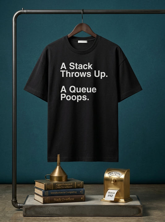 Stack Throws Up- Black Round Neck Coding T-shirt