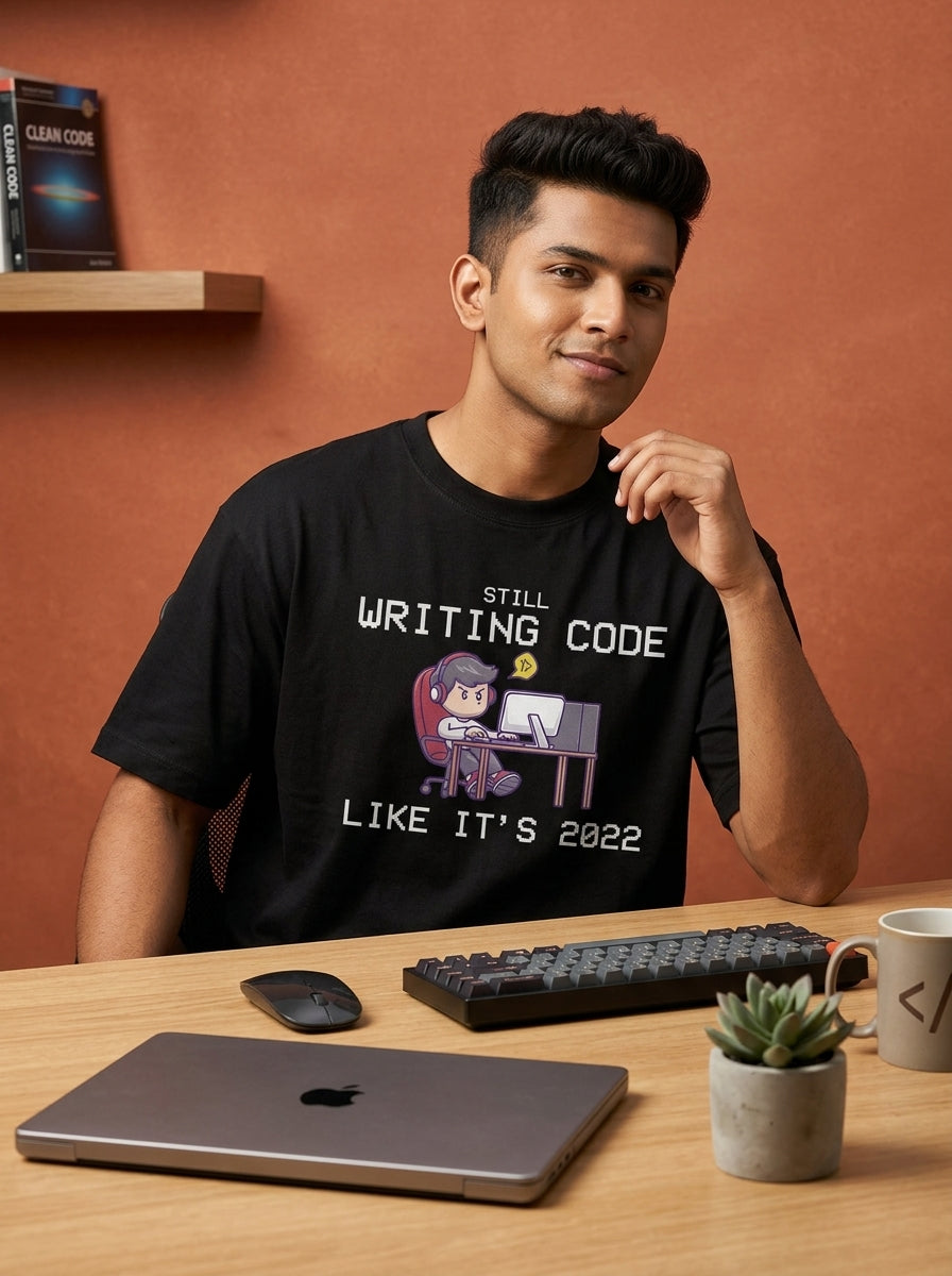 Still Writing Code - Black Coding Round Neck T-shirt