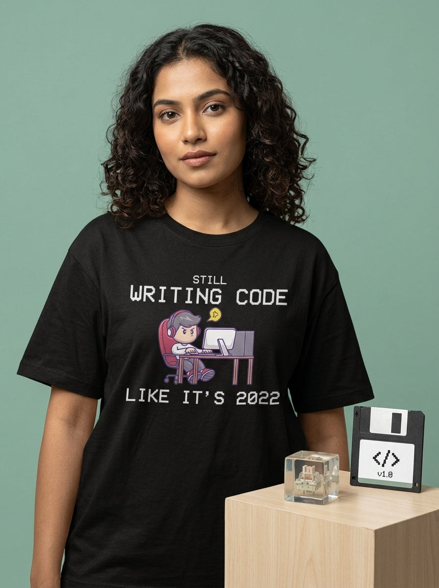 Still Writing Code - Black Coding Round Neck T-shirt