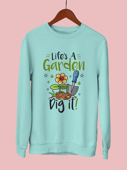 Life is a Garden- Sky Blue Round Neck Garden Sweatshirt