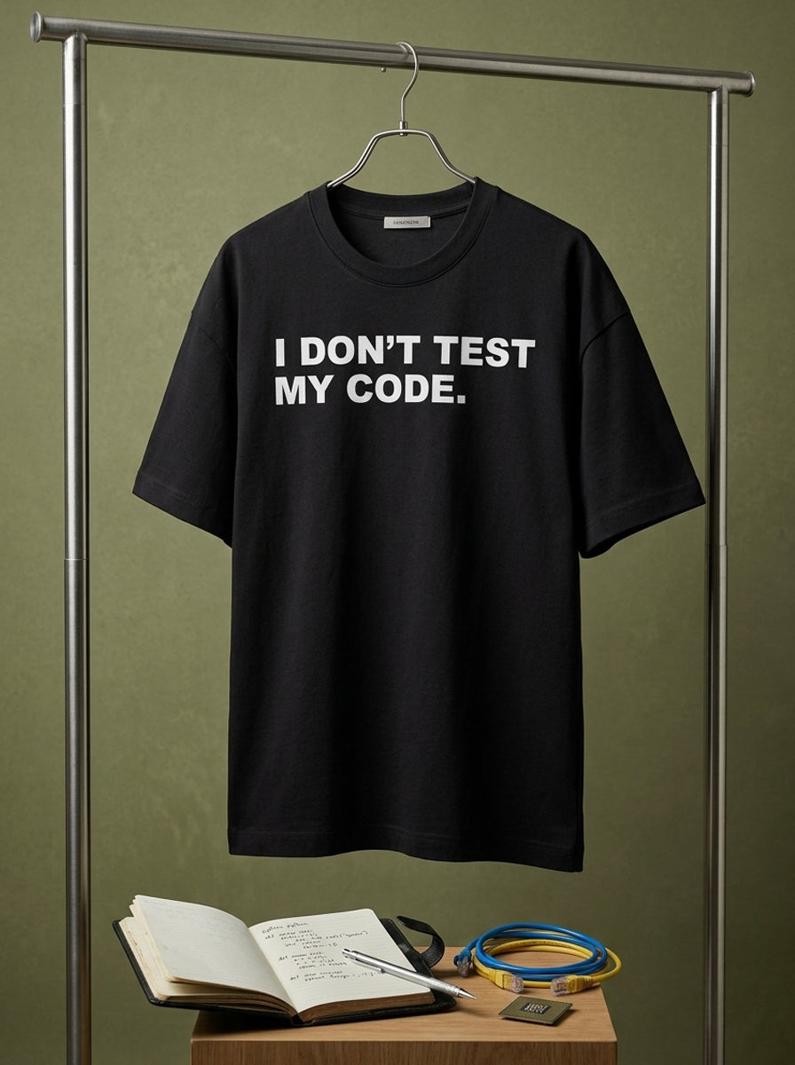 I Dont Test My Code- Black Round Neck Coding T-shirt