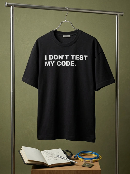 I Dont Test My Code- Black Round Neck Coding T-shirt