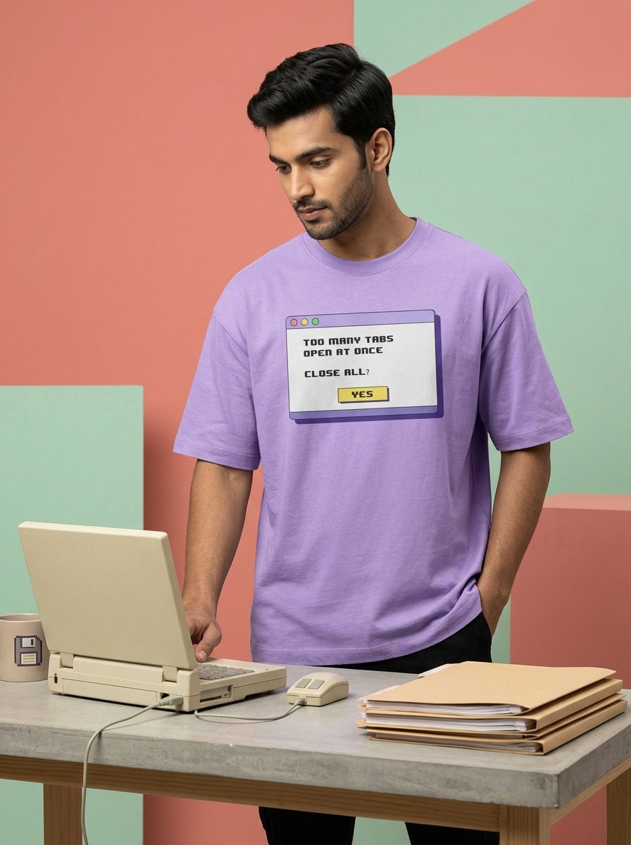 Too Many Tabs- Lavender Round Neck Coding T-shirt