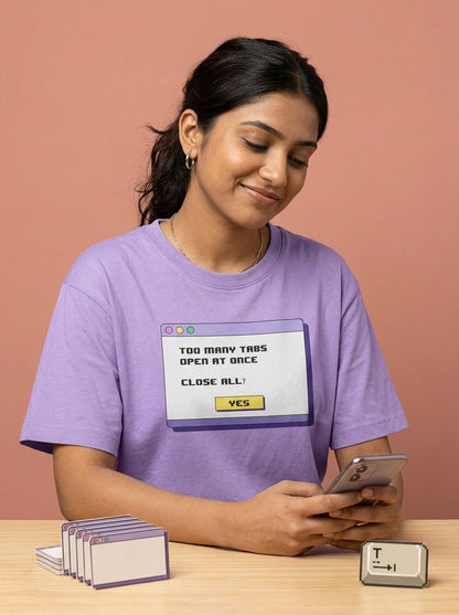 Too Many Tabs- Lavender Round Neck Coding T-shirt
