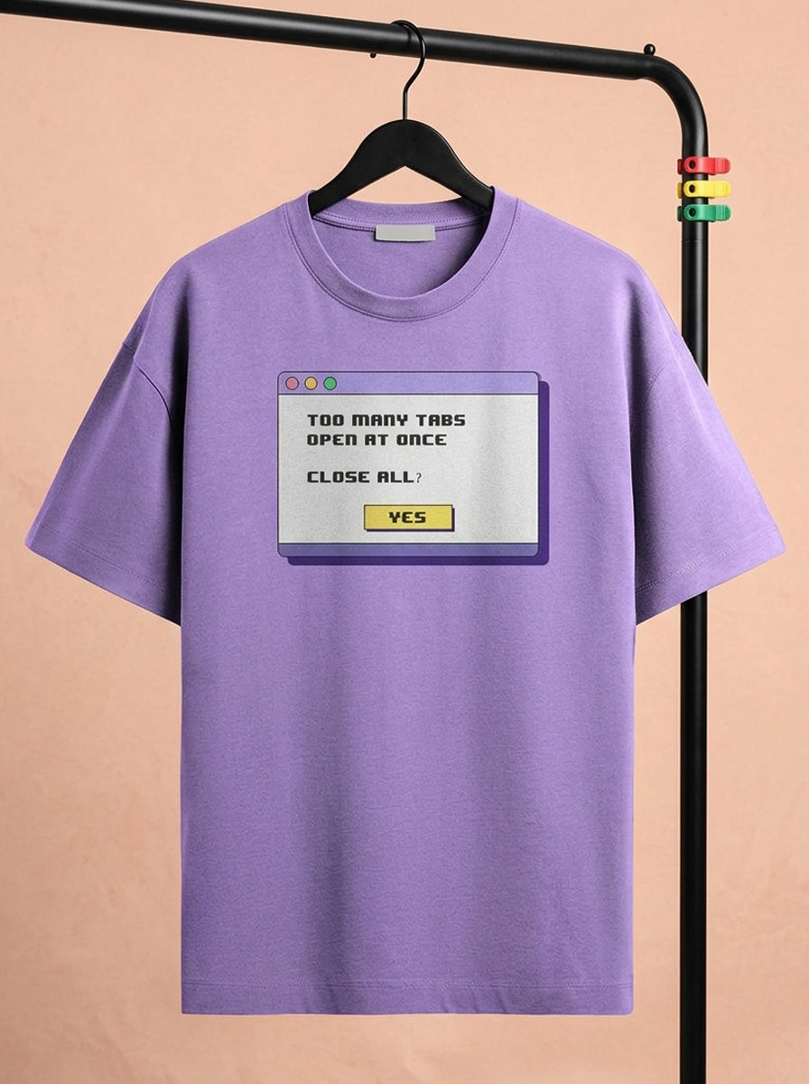 Too Many Tabs- Lavender Round Neck Coding T-shirt