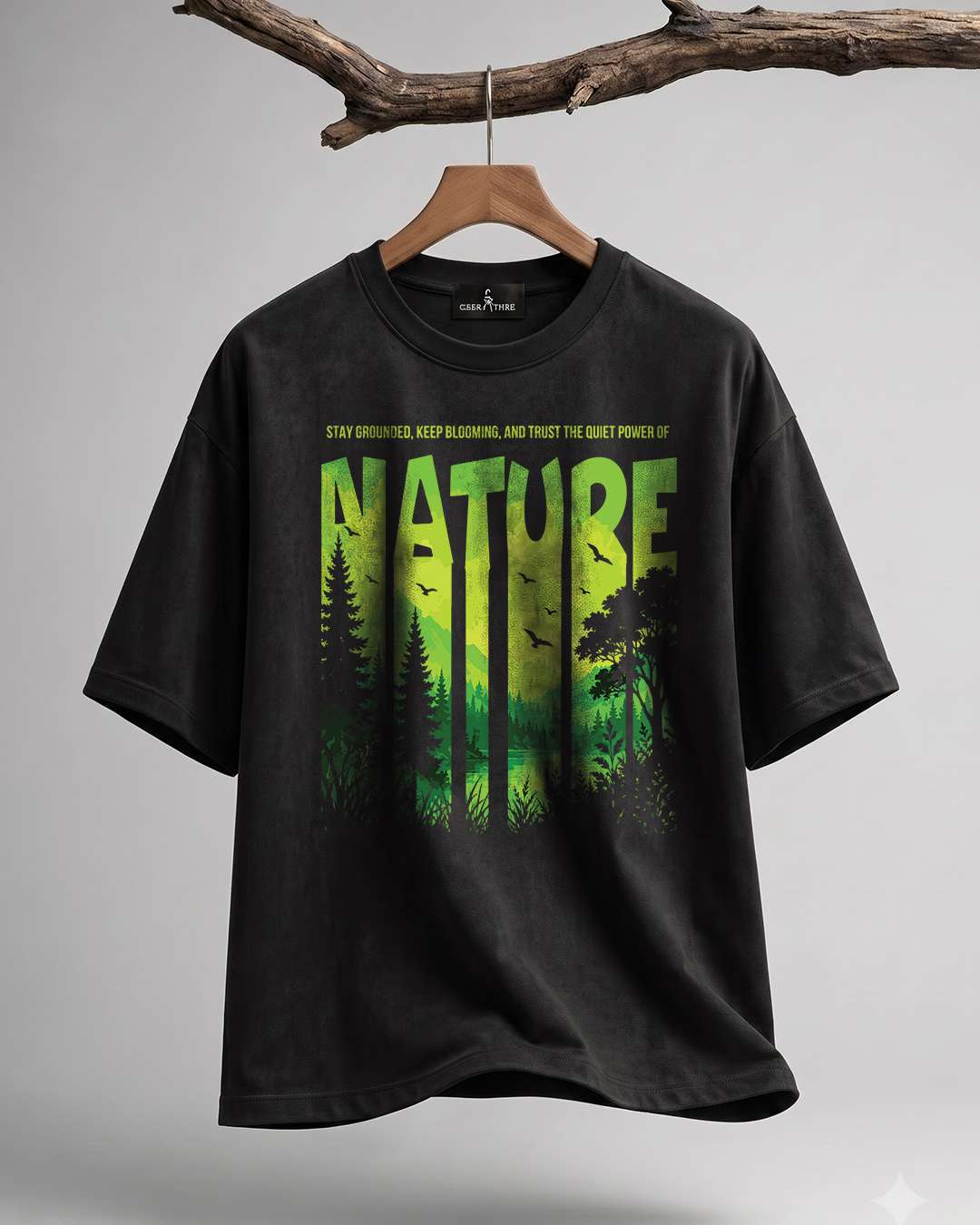 Power Of Nature- Black Oversized Travel Tshirt