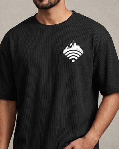 Mountain Network- Black Oversized Travel Tshirt