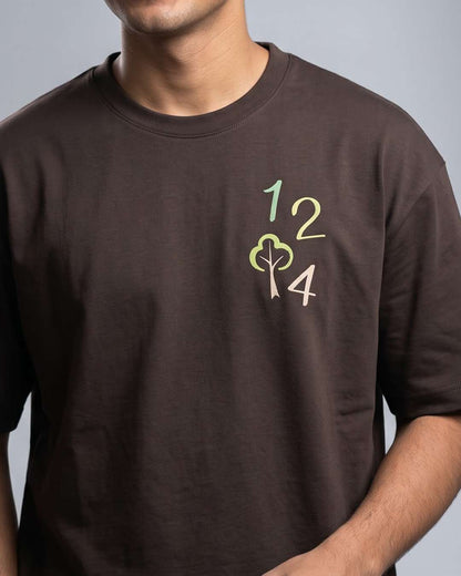 One Two Tree- Coffee Brown Round Neck Travel Tshirt