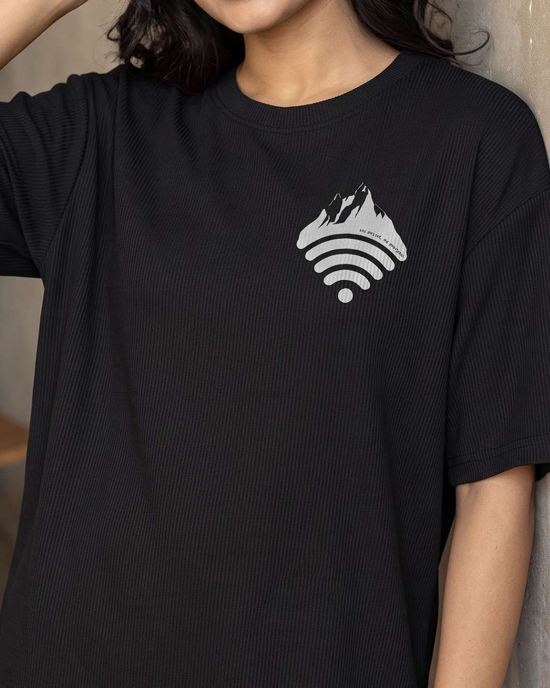 Mountain Network- Black Oversized Travel Tshirt