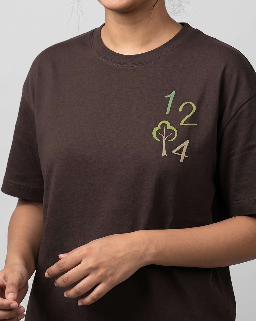 One Two Tree- Coffee Brown Round Neck Travel Tshirt