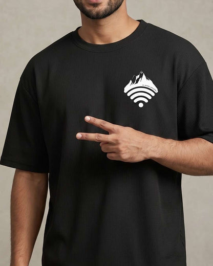 Mountain Network- Black Oversized Travel Tshirt
