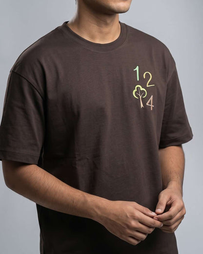 One Two Tree- Coffee Brown Round Neck Travel Tshirt