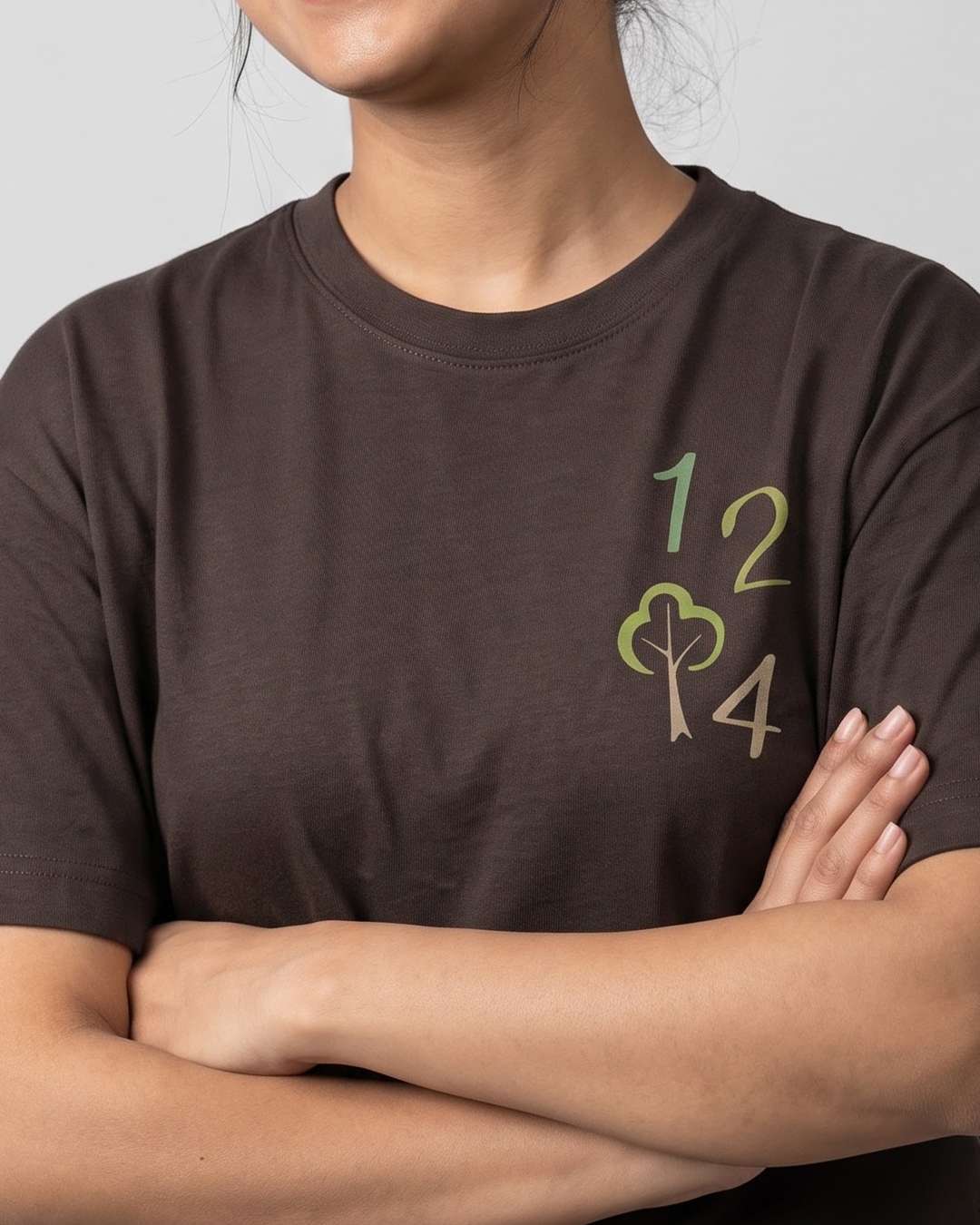 One Two Tree- Coffee Brown Round Neck Travel Tshirt