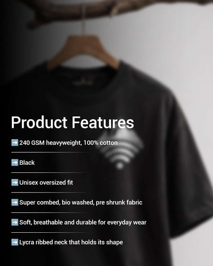 Mountain Network- Black Oversized Travel Tshirt