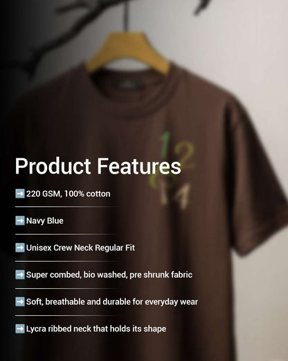 One Two Tree- Coffee Brown Round Neck Travel Tshirt