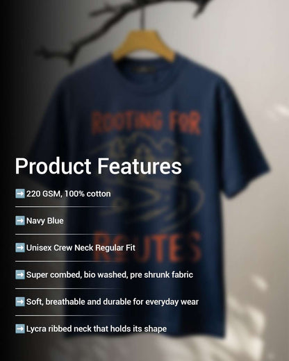 Rooting For Routes- Navy Blue Round Neck Travel Tshirt