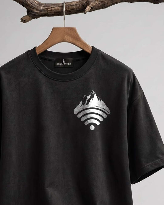 Mountain Network- Black Oversized Travel Tshirt