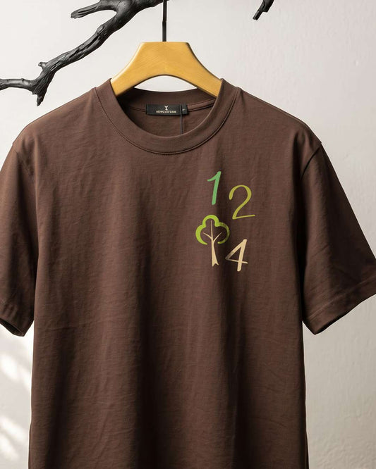 One Two Tree- Coffee Brown Round Neck Travel Tshirt