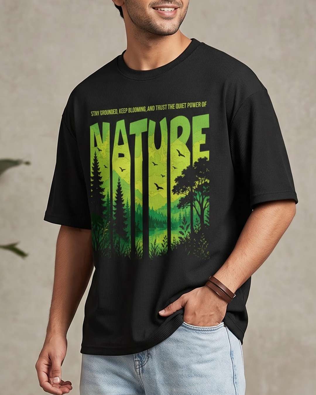 Power Of Nature- Black Oversized Travel Tshirt