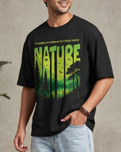 Power Of Nature- Black Oversized Travel Tshirt