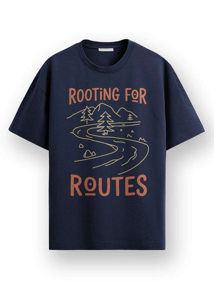 Rooting For Routes- Navy Blue Round Neck Travel Tshirt