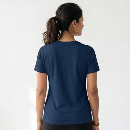 Breathe & Flow - Navy Blue Yoga Round Neck T-shirt