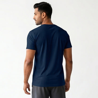 Body Mind Soul - Navy Blue Yoga Round Neck T-shirt
