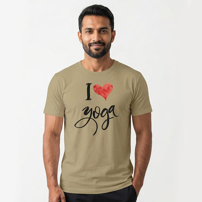 I Love Yoga - Beige Yoga Round Neck T-shirt