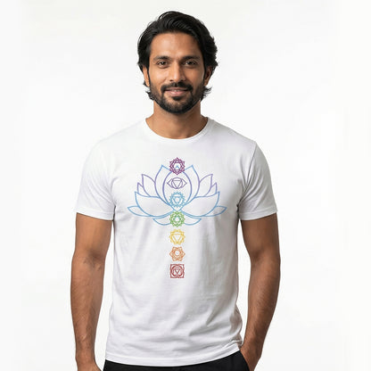 Awakened Chakra - White Yoga Round Neck T-shirt
