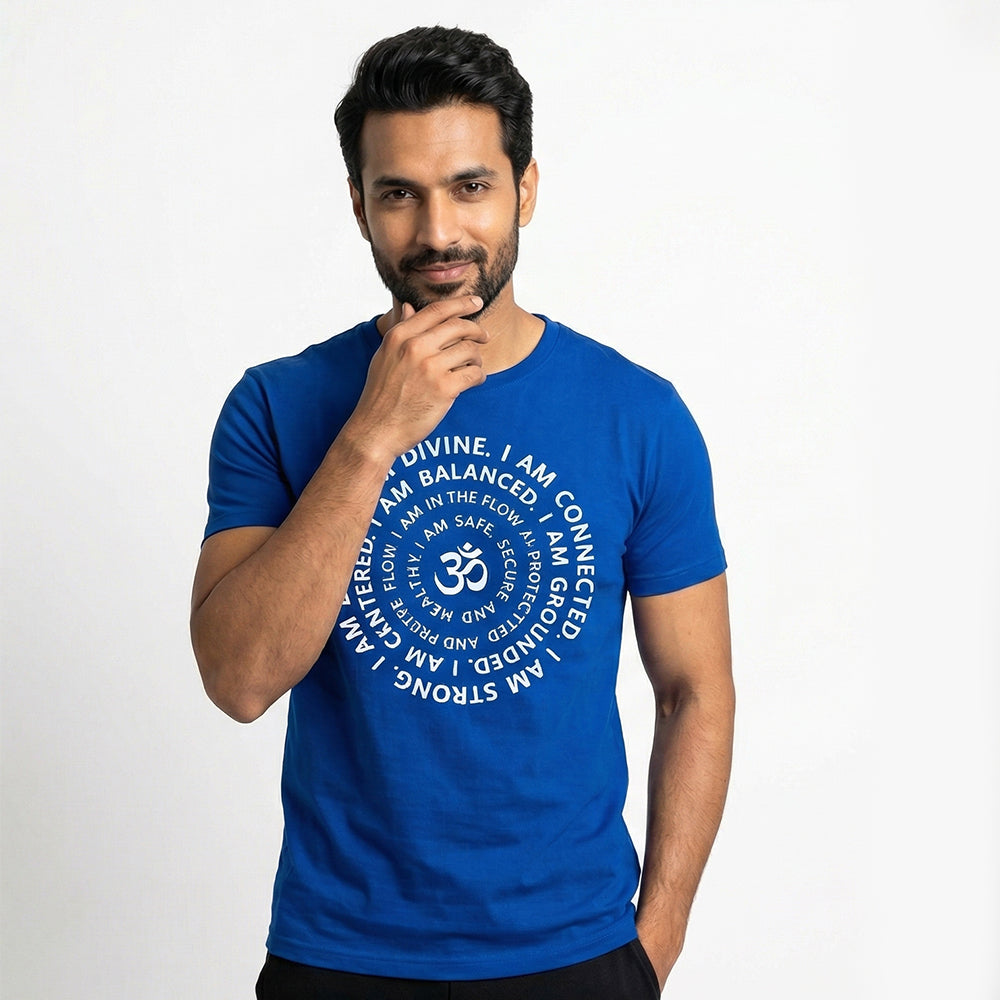 I Am - Royal Blue Yoga Round Neck T-shirt