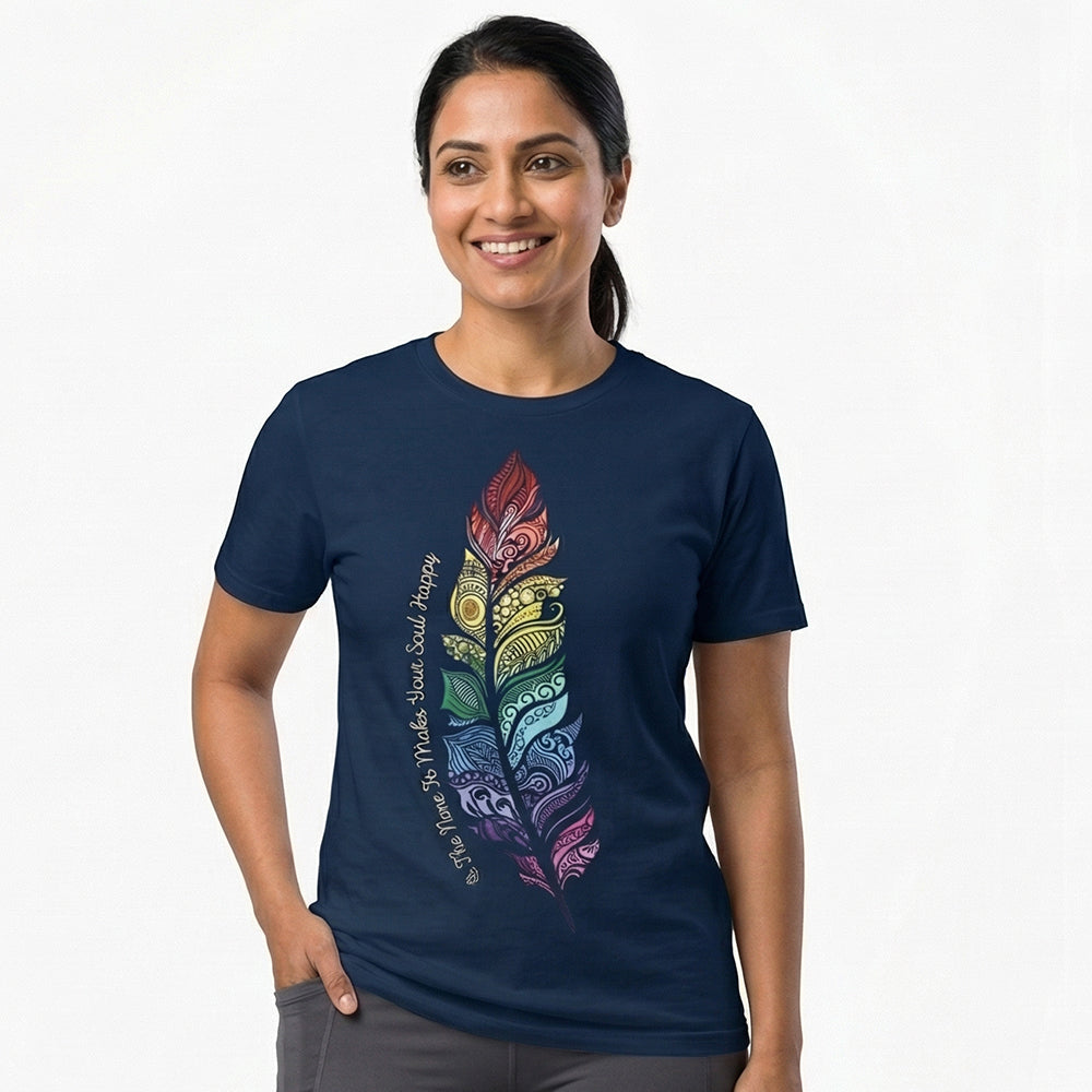 Soul Happy - Navy Blue Yoga Round Neck T-shirt