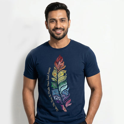 Soul Happy - Navy Blue Yoga Round Neck T-shirt