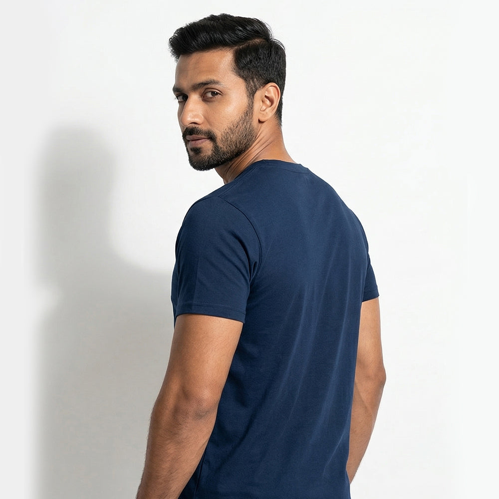 Soul Happy - Navy Blue Yoga Round Neck T-shirt