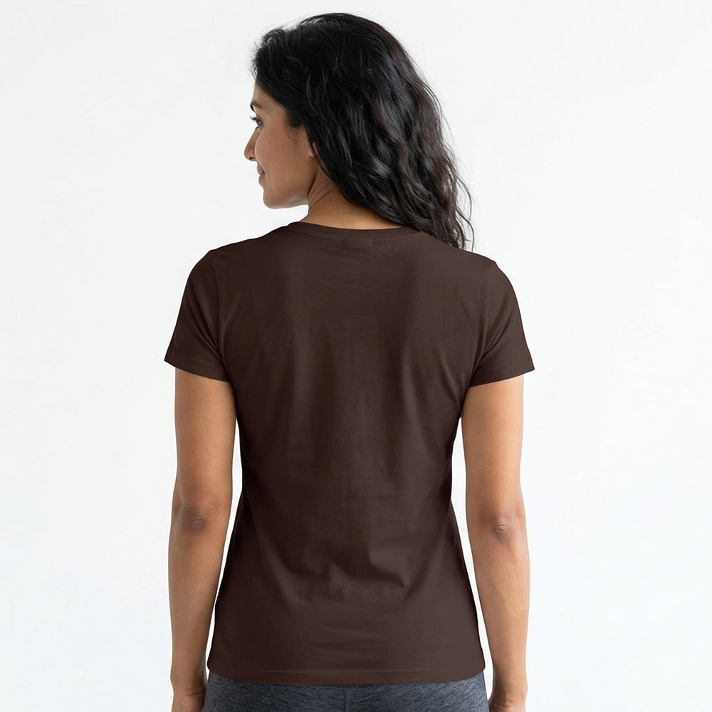 Rooted In Calm - Coffee Brown Yoga Round Neck T-shirt