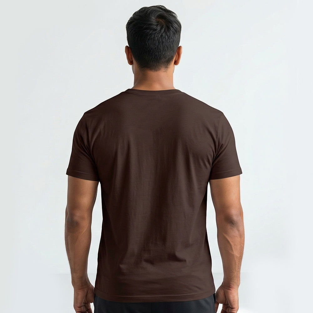 Rooted In Calm - Coffee Brown Yoga Round Neck T-shirt
