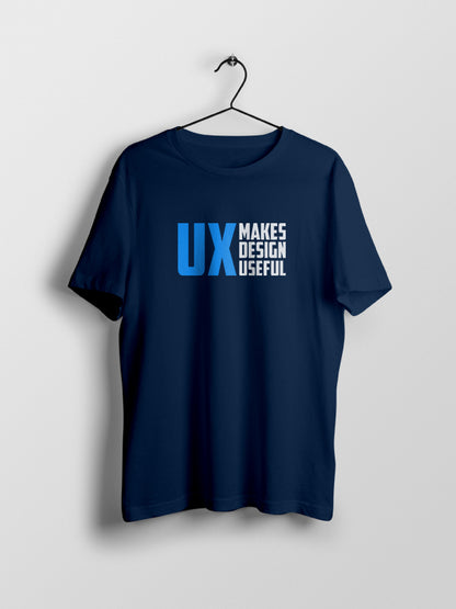 Makes Design Useful- Navy Blue Round Neck UI UX T-shirt