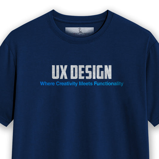Creativity Meets Functionality- Navy Blue Round Neck UI UX T-shirt