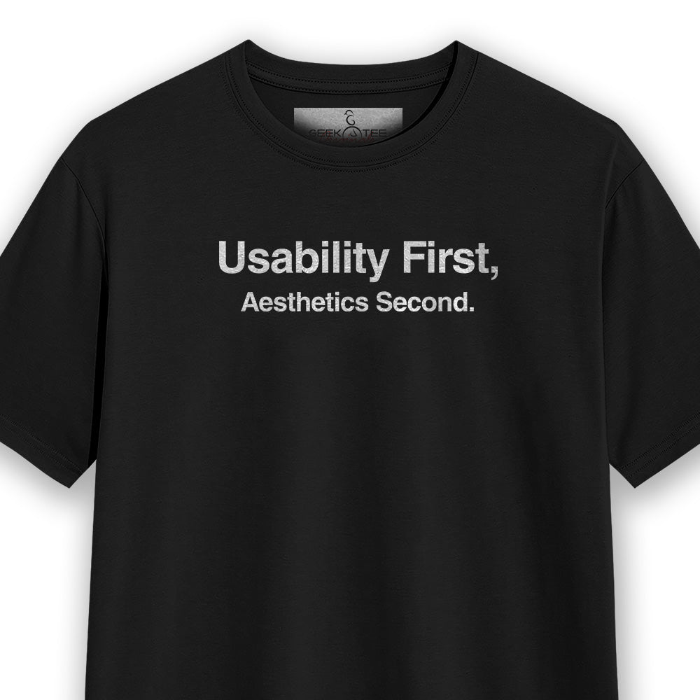 Usability First- Black Round Neck UI UX T-shirt – GeekOTee