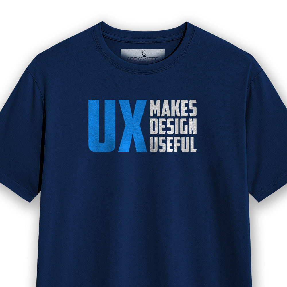 Makes Design Useful- Navy Blue Round Neck UI UX T-shirt β GeekOTee
