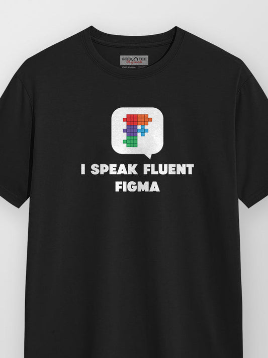 Fluent Figma- Black Round Neck UI UX T-shirt