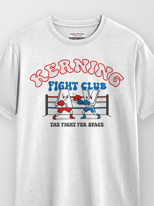 Kerning Fight- White French Terry Round Neck UI UX T-shirt