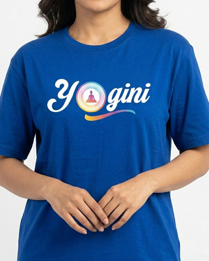 Yogini Chakra- Royal Blue Round Neck Yoga T-shirt