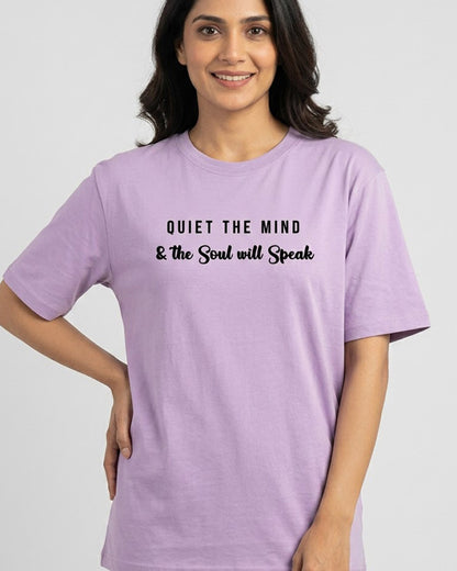 Soul will Speak- Lavender Round Neck Yoga T-shirt