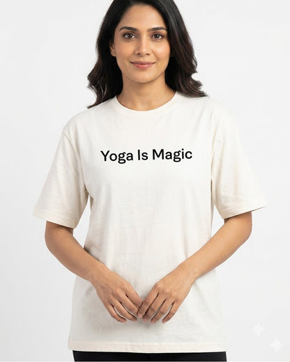 Yoga is Magic- White Round Neck Yoga T-shirt
