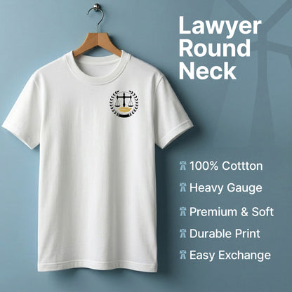 Advocate Logo Pocket- White Round Neck Lawyer T-shirt