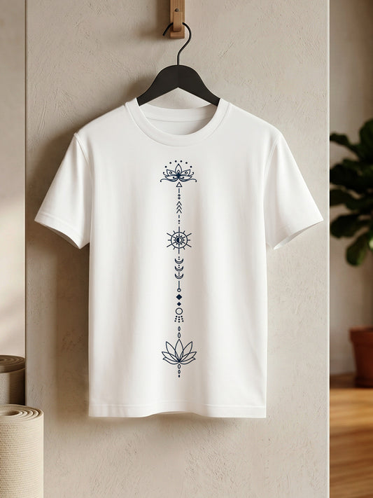Sacred Flow - White Yoga Round Neck T-shirt