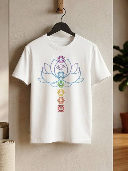 Awakened Chakra - White Yoga Round Neck T-shirt